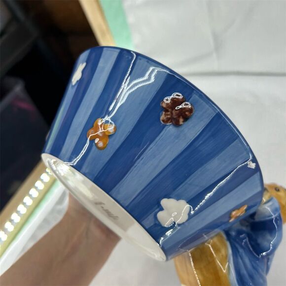 Harry & David Ceramic Moose Snack Bowl Blue Moose Tracks Design 2007 - Picture 5 of 10